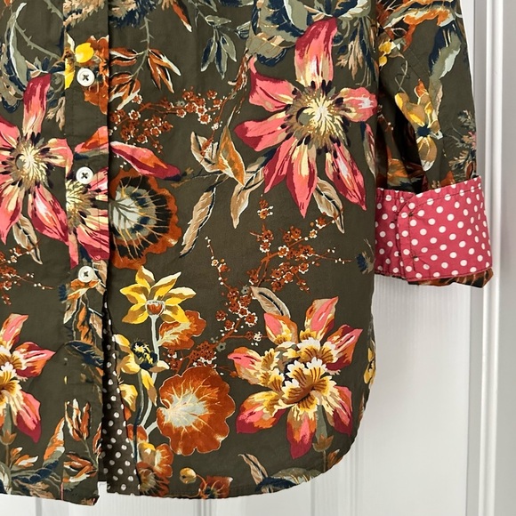 Talbots Cotton Button Front Shirt Splendid Floral Size Plus X‎ 14-16W - Picture 7 of 12